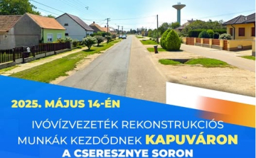 Két hónapos vízvezeték rekonstrukció kezdődik Kapuváron