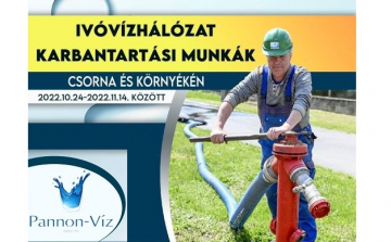 Ivóvízhálózat karbantartási munkák Csornán és környékén