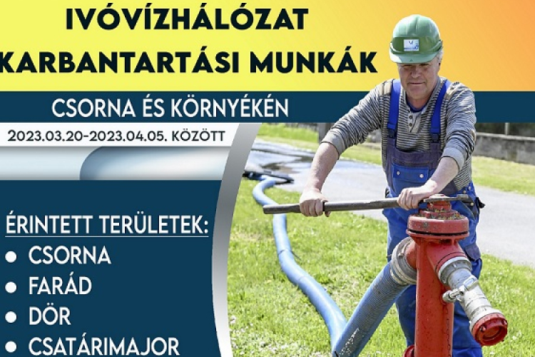 Ivóvízhálózat karbantartást végez a Pannon-Víz Csornán és környékén