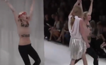 Meztelen női aktivisták tüntettek a divatbemutatón (videó)