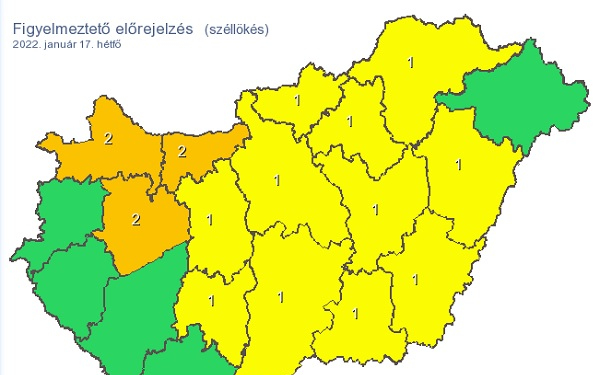 Másodfokú figyelmeztetést adtak ki a viharos szél miatt a megyénkre