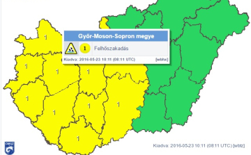 Figyelmeztető előrejelzést adtak ki megyénkre is felhőszakadás miatt