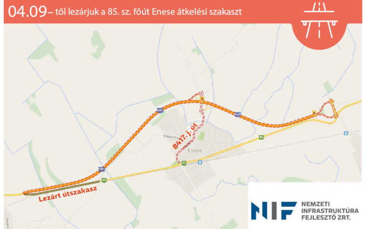 Csütörtöktől lezárják az utat Enesénél