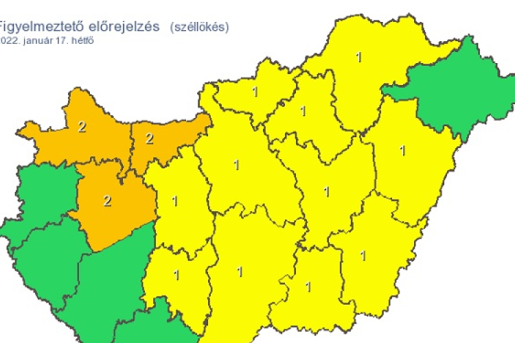 Másodfokú figyelmeztetést adtak ki a viharos szél miatt a megyénkre