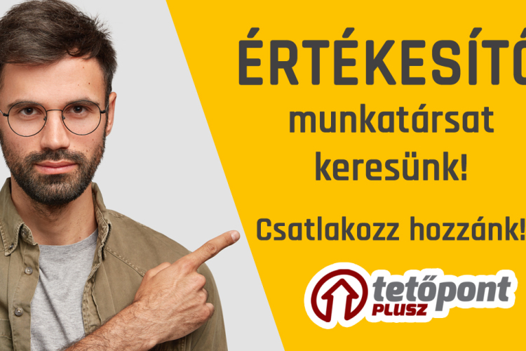 Értékesítő munkatársakat keres a vitnyédi Tetőpont Plusz Kft. 