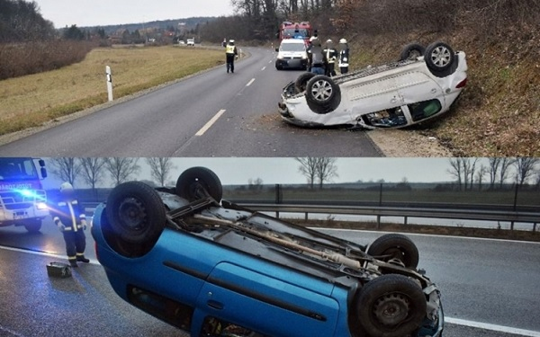 Két autó is fejtetőre állt a tegnapi balesetekben