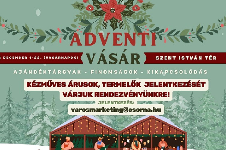 Árusok jelentkezését várják a csornai adventi vásárra